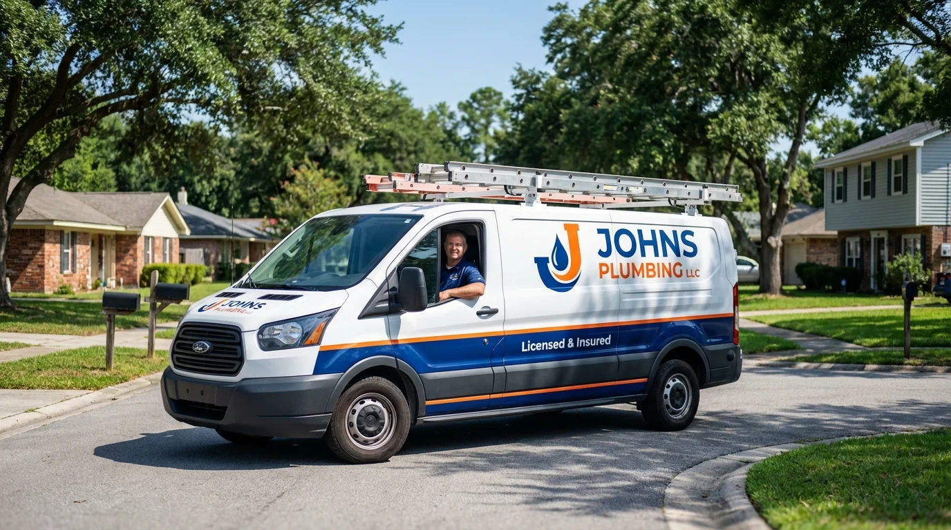 Johns Plumbing LLC service van in Buffalo, NY